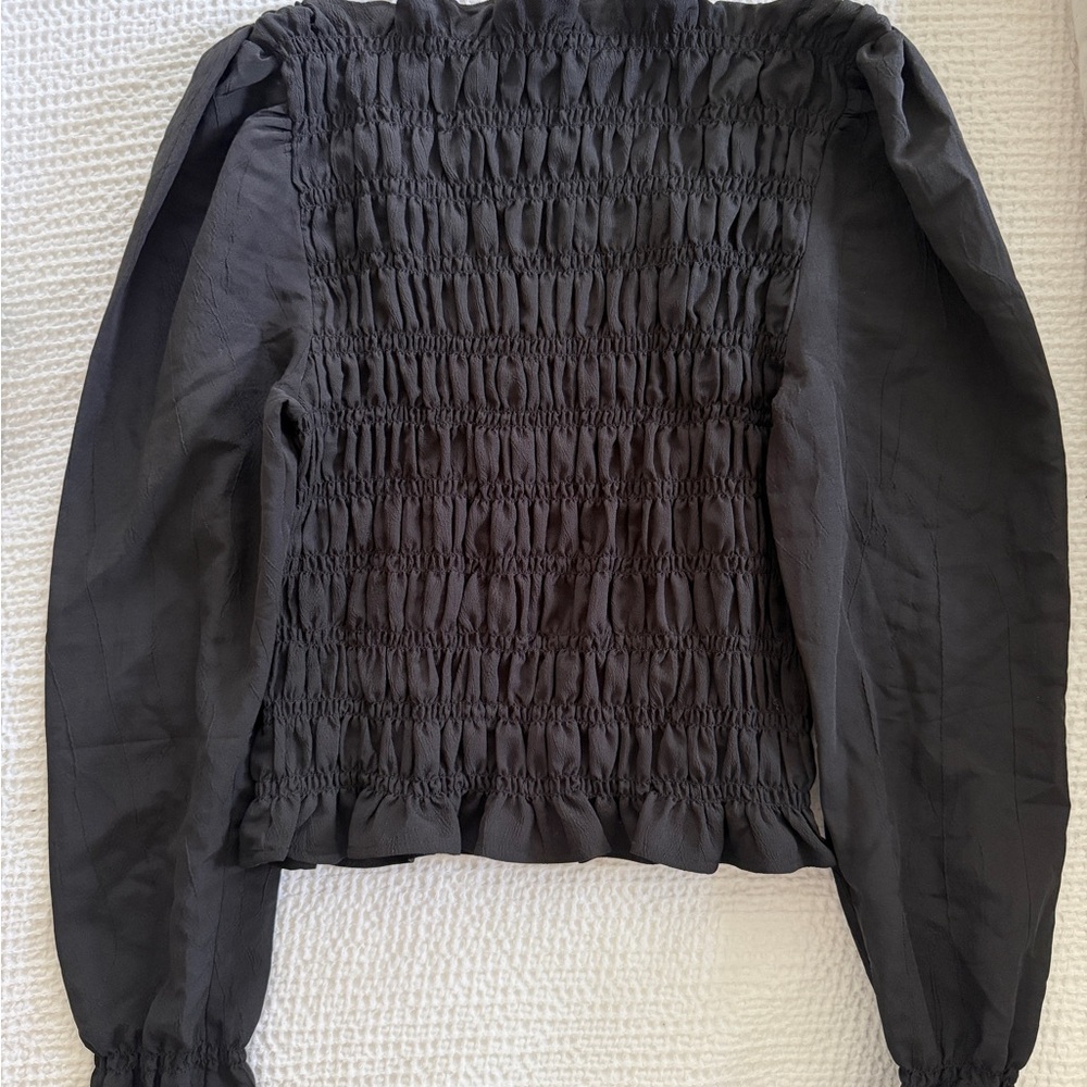 H&M Black Smocked Blouse